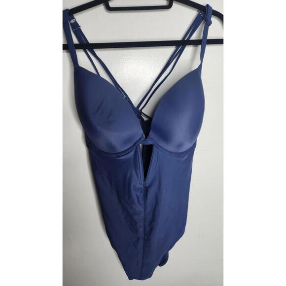 Adore Me Swimsuit One Piece Womens 38DDD Navy Strappy Underwire Crisscross Back - Picture 2 of 5